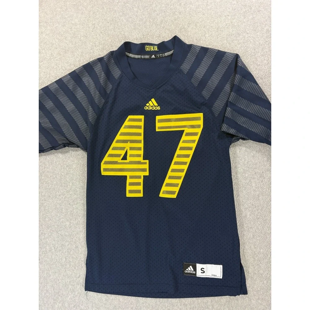 Michigan Wolverines Adidas Stitched Football Jersey (#47) Men's Small - Blue